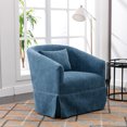 thumbnail image 2 of Swivel Barrel Chair, 360 Degree Swivel Accent Chairs with Pillow, Linen Single Chair Armchair for Living Room, Bedroom, Blue, 2 of 9
