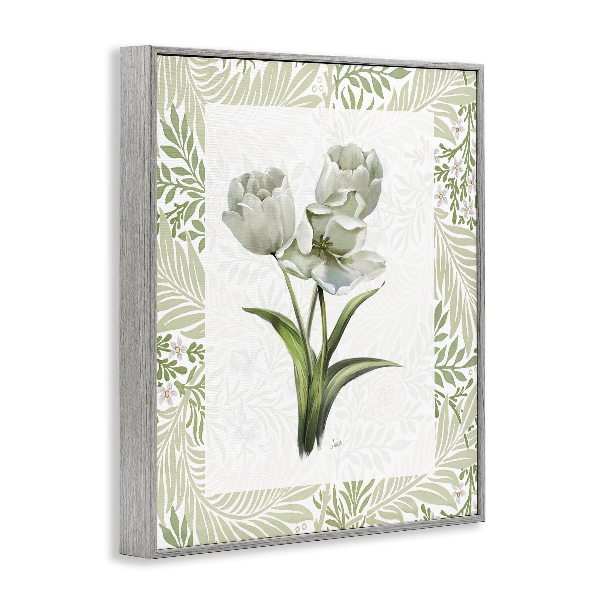 Stupell Industries Fresh Spring Tulip Bouquet Gray Framed Giclee Art, design by Nan