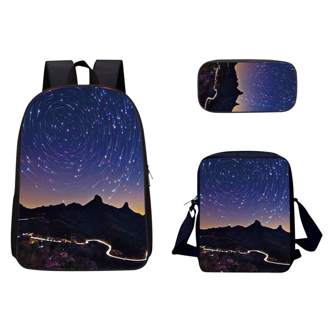 Agiferg 3D Sky Pattern School Bag Breathable Travel Outdoor Multifunctional Bag 3PC