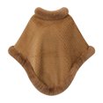 thumbnail image 2 of Fewfanhot Faux Fur Trim Herringbone Knit Poncho Cape, Pullover Warm Wrap Shrug Coat for Women Fall Winter, 2 of 5