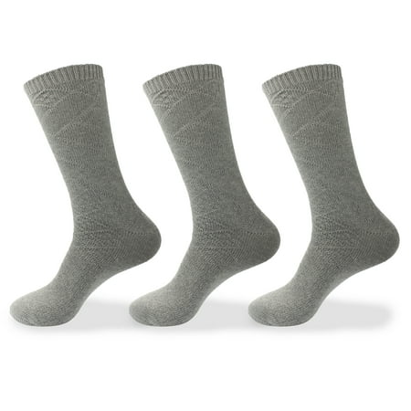

Women s Vintage Pattern Style Cotton Casual Knitting Comfy Retro Warm Boot Crew Socks 3 Pairs Grey