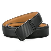 SENDEFN Leather Belt for Men Automatic Ratchet Buckle Slide Dress Casual Belts 1 3/8'' Wide, Adjustable Trim to Fit