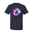 thumbnail image 2 of Wild Bobby, Galactic Space Cat Riding a Llama, Animal Lover, Men Graphic Tees, Navy, 4XL, 2 of 3