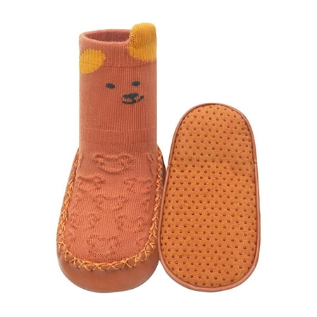BOBOGOJP Baby Girls Cowboy Boots Cozy Fleece Slippers Soft Baby Shoes With Gripper Soles (Orange 12 lnfant)