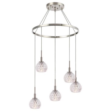 Woodbridge Lighting Elise 5-Light Mercury Glass Chandelier in Satin Nickel