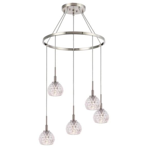 Woodbridge Lighting Elise 5-Light Mercury Glass Chandelier in Satin Nickel