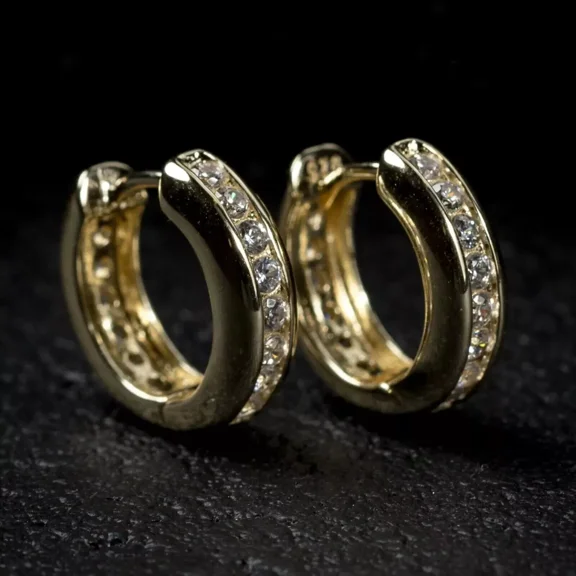 2.00Ct Round Cut Lab Created Diamond Men's Hoop Earrings 14K Yellow Gold Plated