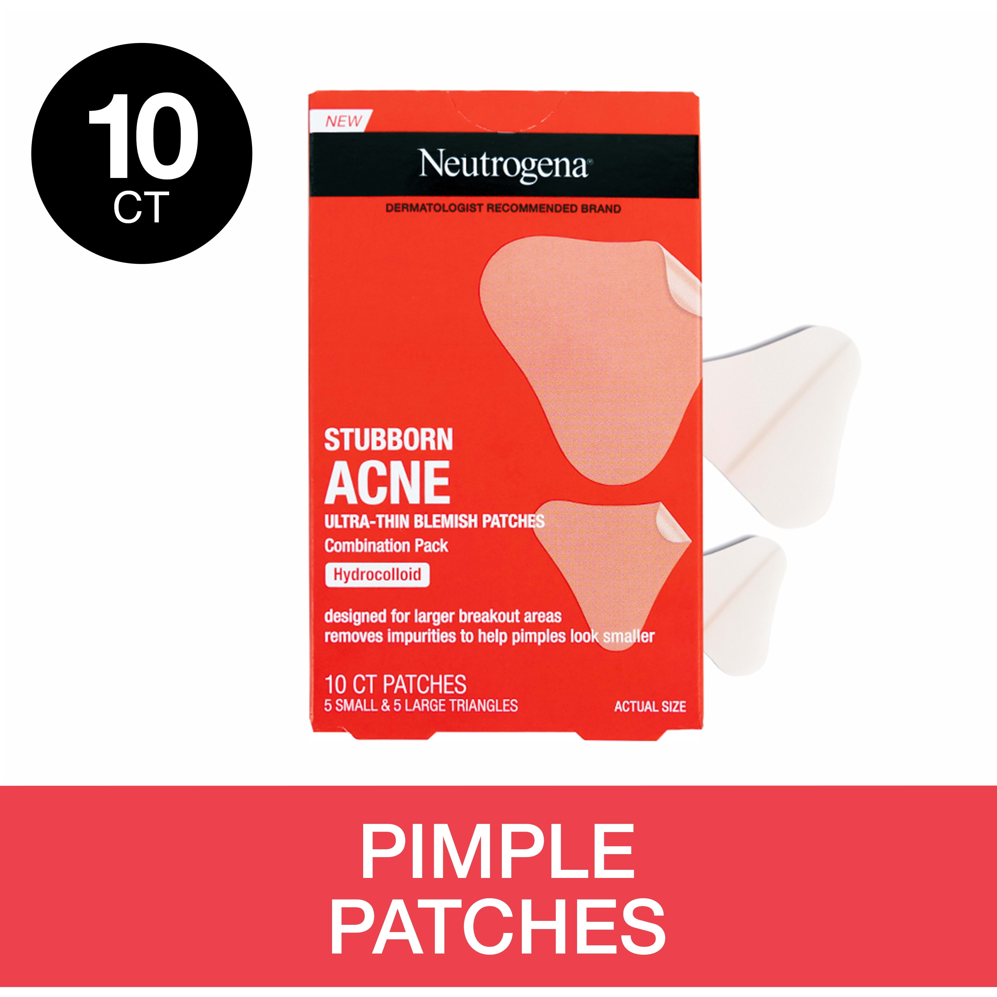 Neutrogena Stubborn Acne Treatment, Blemish Patches, Small and Large, 10 count