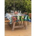 thumbnail image 2 of Outdoor Tablecloth with Umbrella Hole and Zipper, Christmas Snowman Rectangle Table Cloth 52x70 Inch Waterproof Tablecloth, Winter Snowflakes Xmas Trees Navy Blue Picnic Table Cover for Patio Camping, 2 of 7