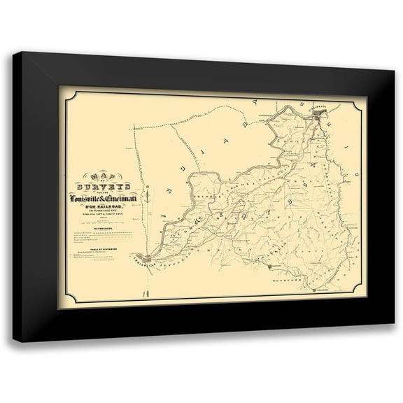 St John 14x11 Black Modern Framed Museum Art Print Titled - Louisville Cincinnati Railroad Kentucky - St John 1866