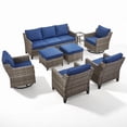 thumbnail image 2 of PARKWELL 8 Piece Outdoor Patio Furniture Set,All-Weather Rattan Conversation Set with Deep Seat Couch,Swivel Glider,Wicker Chair and Foot Rest,9-Seat Furniture Sets for Deck, Backyard,Gray/Navy, 2 of 13