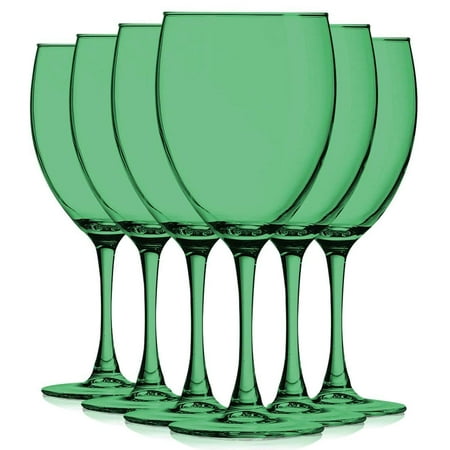 

TableTop King 10 oz Wine Glasses Stemmed Style Nuance Full Accent Light Green Set of 6