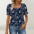 thumbnail image 2 of Uaswgudfs Elegant Women Blouses Summer Tops Casual Short Sleeve Square Neckline Blouse with Ruffle Cuffs & Delicate Floral Embroidery - Slim Fit, 2 of 6