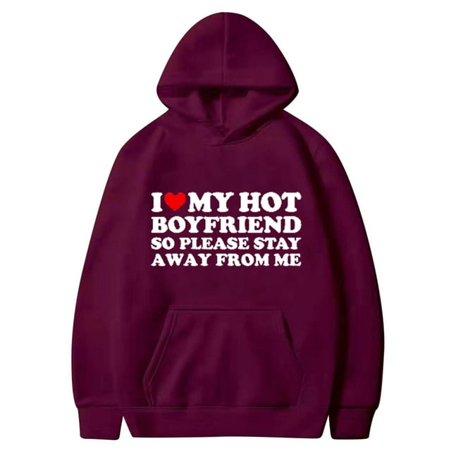 DPTALR Valentine's Day Couple Print Hooded Fleece Pocket Sweater Coat