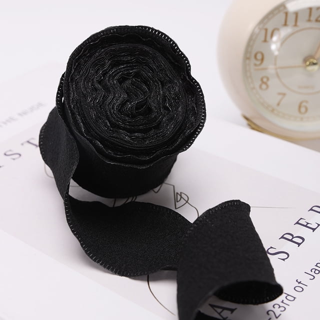 Xiao Hua Regalos, flores, cintas para embalaje de cajas de regalo, cintas plisadas con burbujas, cintas elásticas tejidas con volantes, cintas para embalaje de cajas de regalo con flores (negras)
