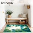 thumbnail image 3 of ODIKA 5'x7' Machine Washable Non-Slip Area Rug, Breeze Verdant Teal and Tropical Motif High Traffic Rug, Green, 62427, 3 of 7
