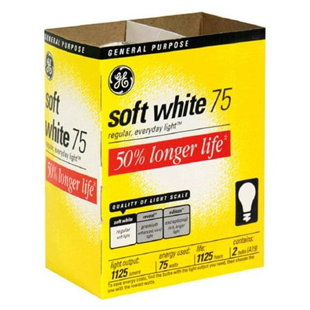 GE Lighting 97497 Soft White Long Life General Purpose A19 Bulb, 75-Watt, 2