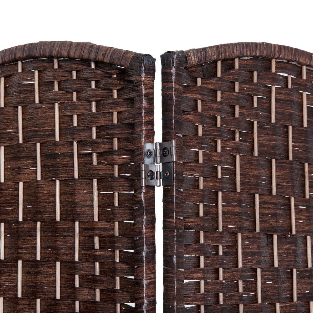 Resenkos 4-Panel Folding Room Divider Privacy Screen - 6FT Tall Portable Wicker Weave, for Bedroom/Home Office, Brown