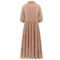 thumbnail image 4 of XVJRHAK Women's Spring/Summer Cotton Mid Season Long Sleeve Long Button Dress (Khaki,S), 4 of 5