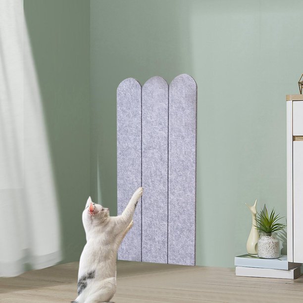 Rascador de pared para gatos, resistente al desgaste, de fieltro, juguete para afilar , multiusos, vertical, autoadhesivo, para suelo y sofá. gris
