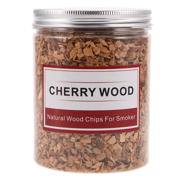 1 caja de astillas de madera para ahumar con sabor a cereza. Aptas para parrillas de gas y carbón. Para ahumadores, barbacoas, camping, 125 g.