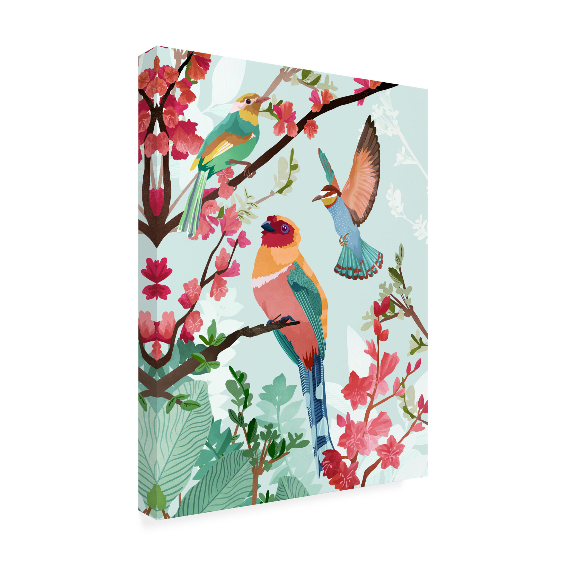 Trademark Fine Art Goed Blauw  Birds of Summer Canvas Wall Art