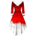 thumbnail image 5 of Women's Fashion Christmas Plush Long Sleeved V-Neck Irregular Dresses, Festive Fall and Winter Party Wear with Unique Design, Cozy and Elegant,Black,M, 5 of 5