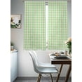 thumbnail image 5 of Sage Green Semi Sheer Curtains 63 Inch Length 2 Panels Set, Grid Checkered Plaid Gingham Lattice Trellis Sheer Kitchen Curtain Privacy Voile Window Curtain for Living Room Bedroom Rod Pocket Drapes, 5 of 7