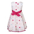 thumbnail image 2 of Little Girls Fuchsia Polka Dot Pleated Waist Dress 4, 2 of 2