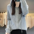thumbnail image 6 of Women's Zip Up Hooded Cardigan Oversized Soft Warm Knit Sweater Casual Long Sleeve Open Front Fall Winter Pullover for Outdoors and Lounge, 6 of 7