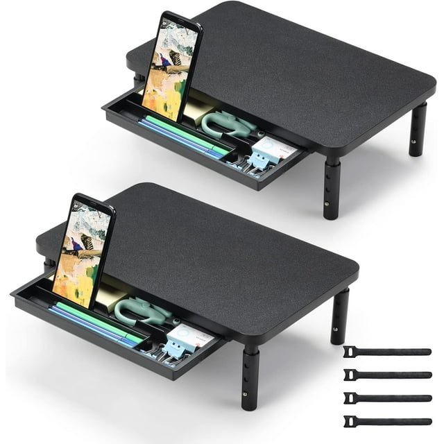 Monitor Stand for Desk Height Adjustable Computer Monitor Riser with Storage Drawer for Desk Wood Computer Monitor Stand for Office and Home Ergonomic Desk Stand for Computer Printe