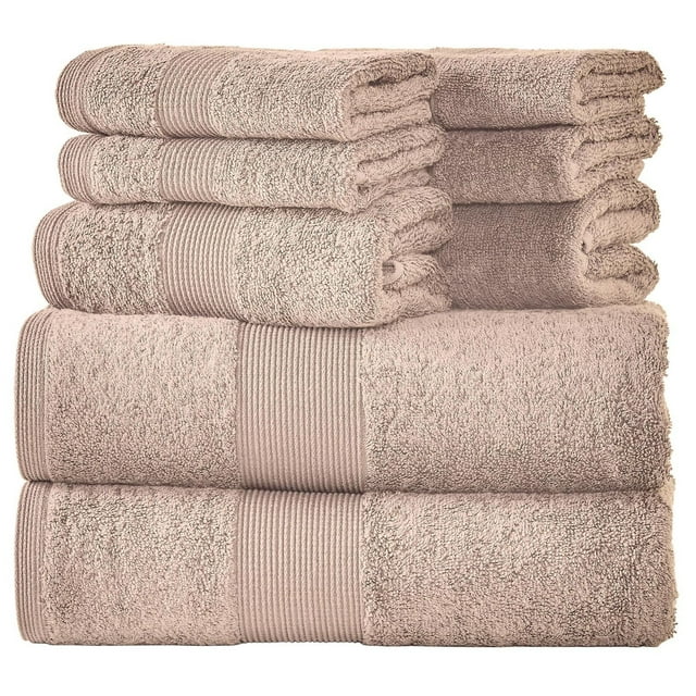 Camelot 8 Piece 600 GSM 100% Zero Twist Cotton Towel Set, Highly Absorbent| 2 Bath Towels, 2 Hand Towels, and 4 Washcloths