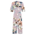 thumbnail image 4 of Nuoqisi Women Summer Floral Print Casual Short Sleeved V-neck Back Zipper Side Pocket Jumpsuit Pants, 4 of 5