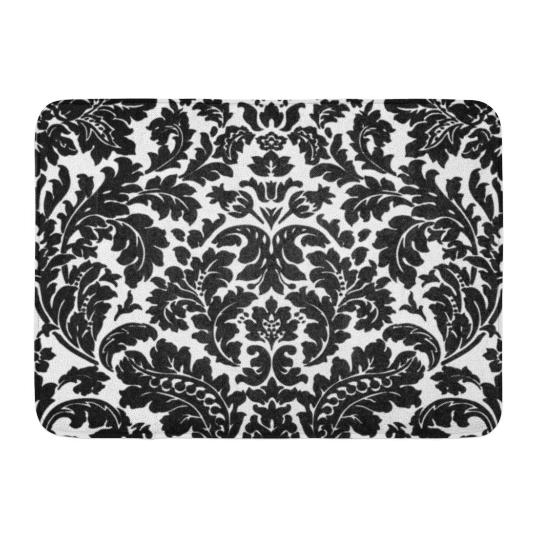 JSDART Damask Black and White Baroque Pattern Antique Belgium Carpet Doormat Floor Rug Bath Mat