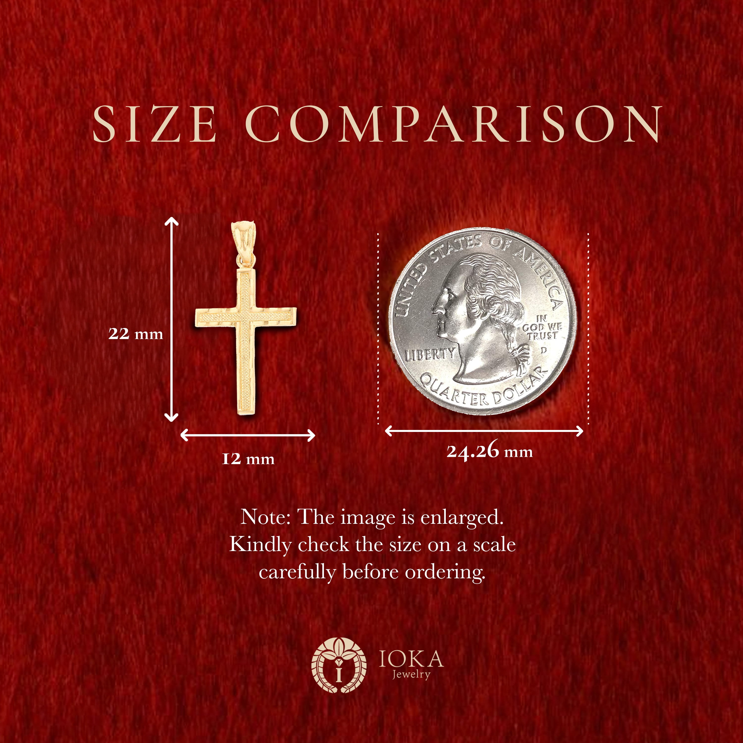 Ioka - 14K Yellow Gold Religious Cross Pendant Charm for Men and Women
