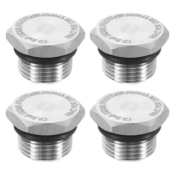 Uxcell 4pcs 304 Stainless Steel Pipe Plug Fitting M12x1 Metric Male Thread Outer Hex Head Cap Hexagonal Head Bung Plugs Fittings with Seal Ring for Air Water Oil Gas Tube