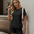 thumbnail image 4 of Riforla Tankaneo Womens Loungewear Set Short Sleeve Tops and Shorts 2 Piece Outfits Matching Pajama Set with Pockets Elegant Women's Sets Black S, 4 of 6