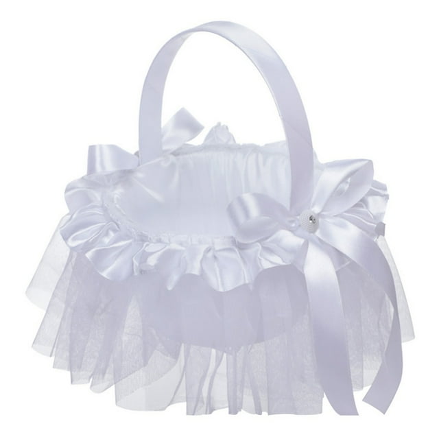 Flower Girl Baskets for Wedding, White Flower Girl Basket, Wedding