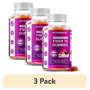 (3 pack) Vitamatic Prebiotic Fiber Gummies for Adults - 7G Fiber Extra Strength - Zero Sugar Added - 60 Pectin Based Gummies - Digestive Health & Regularity Support