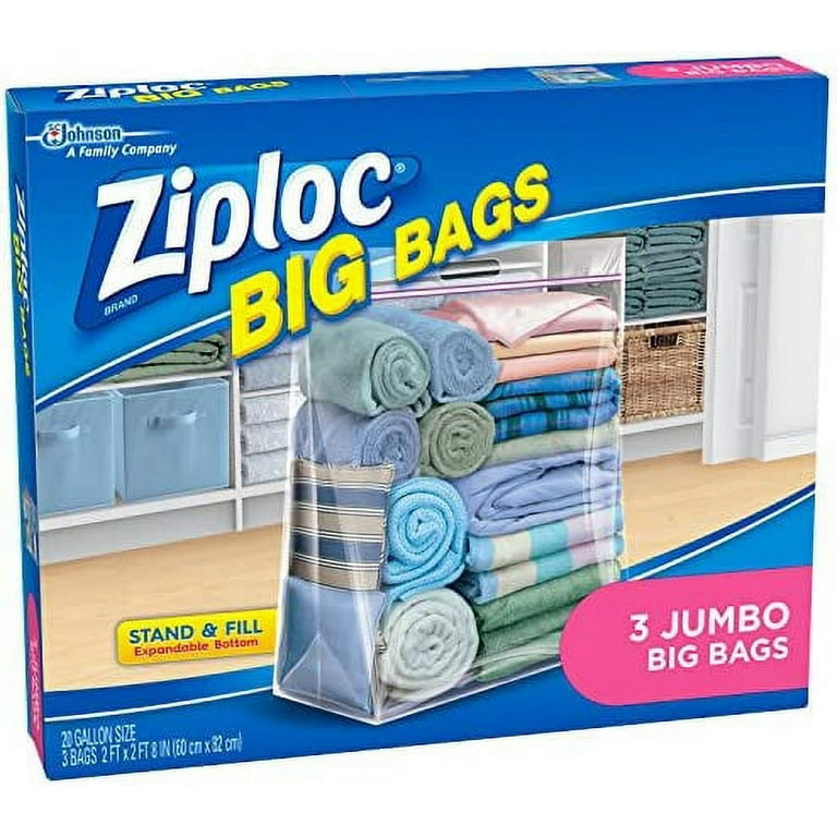 Ziploc Big Bags Clothes and Blanket Storage Bags for Closet Organization,  Protects from Moisture, Jumbo, 3 Count