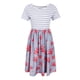 thumbnail image 2 of Vestido a rayas de manga corta con estampado floral a rayas de mujer con bolsillos # Sunnimix Vestido a rayas con estampado floral, 2 of 8