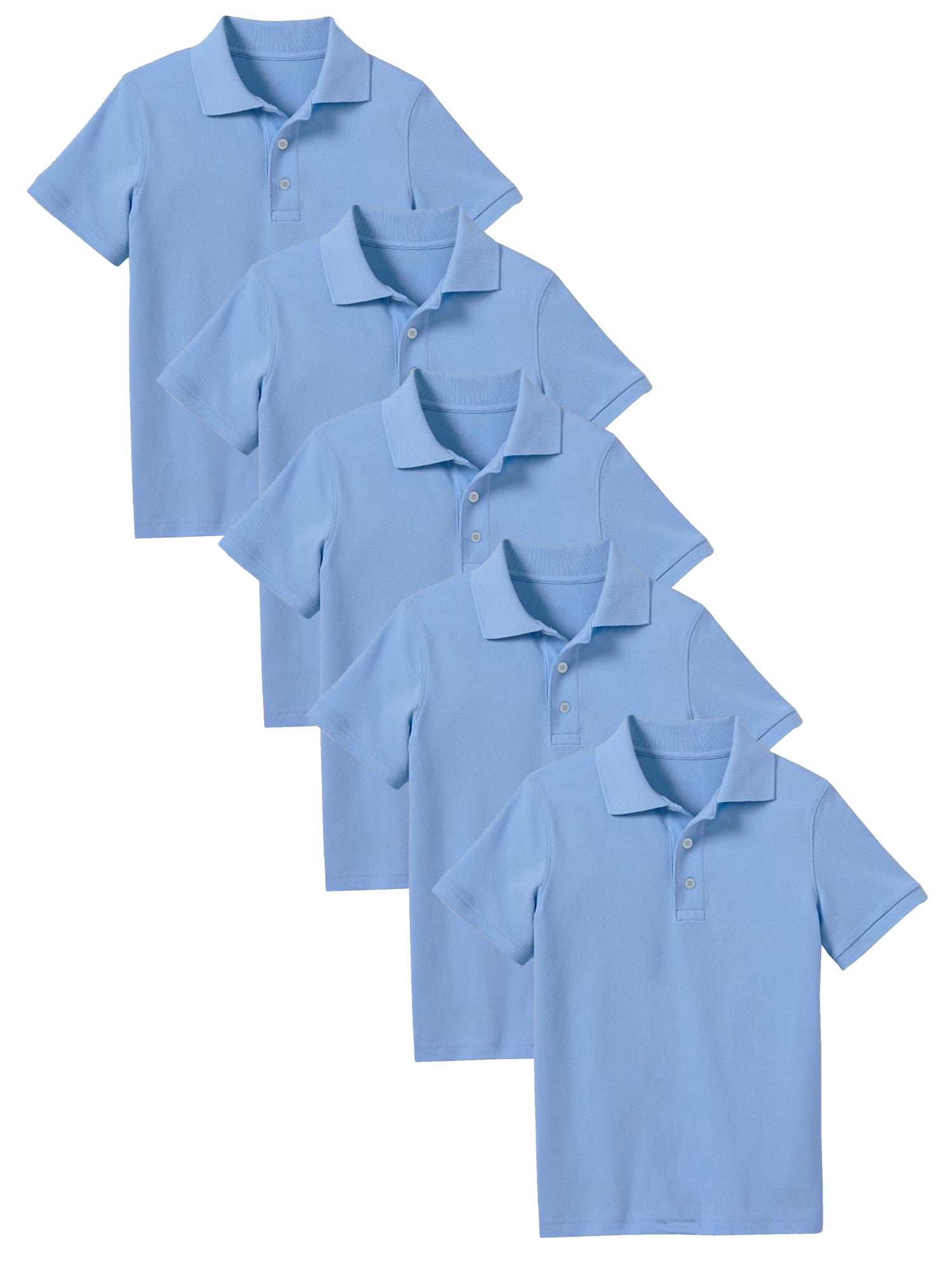5Pack School Uniform Tagless Polo Tshirt for Little Boys & Big Boys
