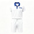 thumbnail image 5 of hotojiny Mens Summer Track Suits 2 Piece Shorts Sets Stylish Colorblock Short Sleeve Golf Shirt Bermuda Shorts Sweatsuit Outfits(Beige,3X-Large), 5 of 5
