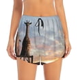 thumbnail image 2 of Goofa Elephant Giraffe Printed Women 2 in 1 Running Shorts,Quick Dry Athletic Workout Shorts,High Waisted Athletic Shorts with Liner Pockets-Medium, 2 of 9