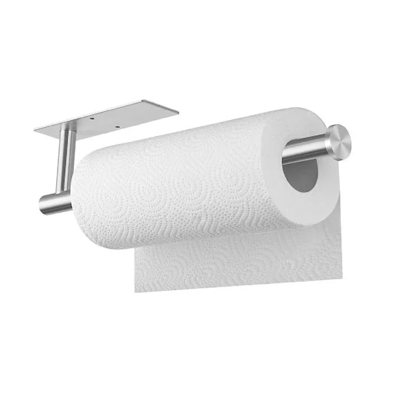 Self-Adhesive Paper Towel Holder Roll Rack Under Cabinet Steel Wall Mount Metal