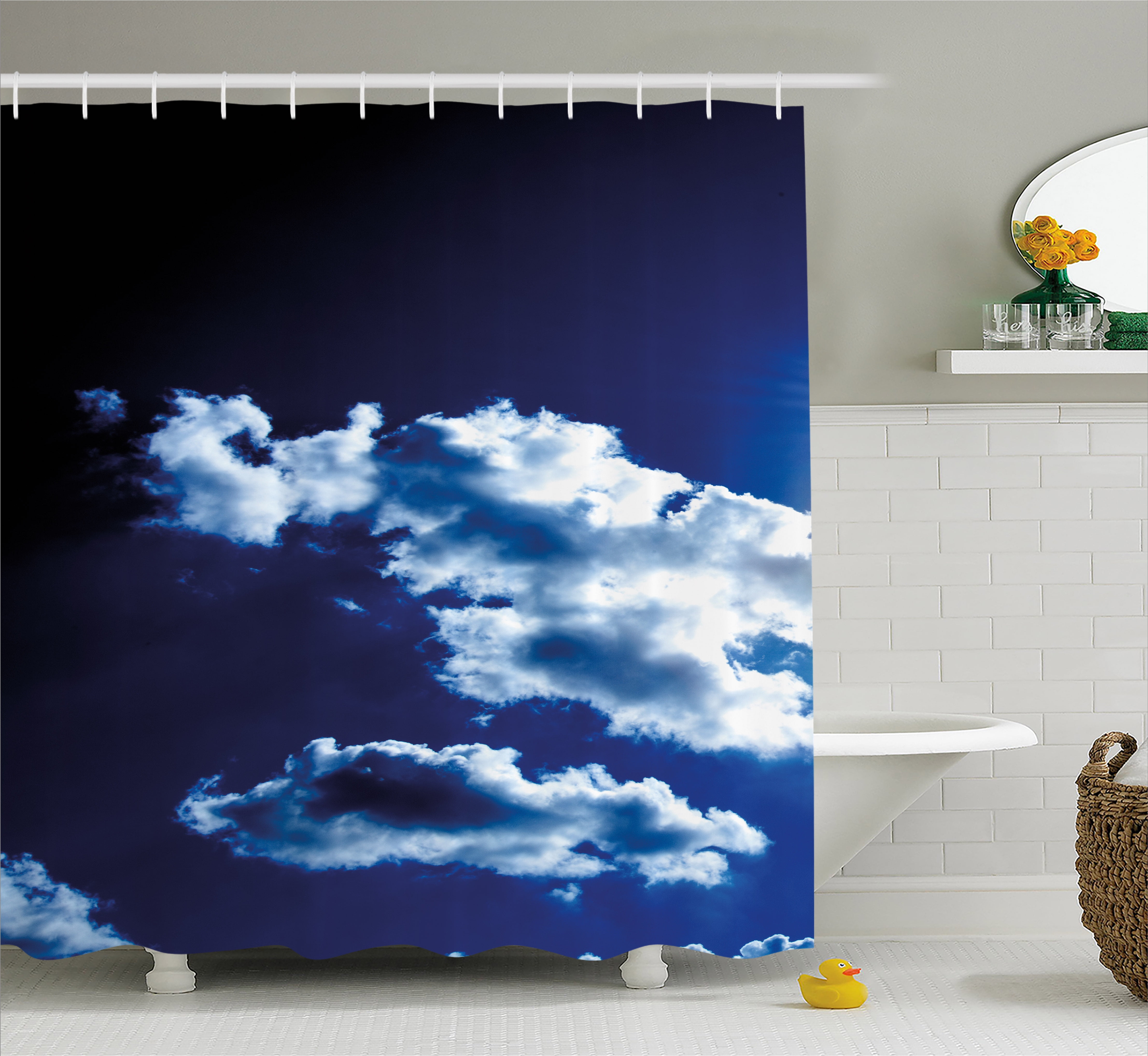 Dark Blue Shower Curtain, Sky and Dramatic Clouds Natural Phenomena