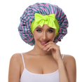 thumbnail image 2 of Gorro satinado Vettres para cabello rizado, seda, doble capa, rojo y verde, 2 of 6