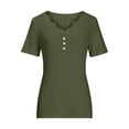 thumbnail image 4 of Camiseta de manga corta suelta con cuello en V de encaje sólido a la moda para mujer Pompotops  hkajfhjk471020, 4 of 8