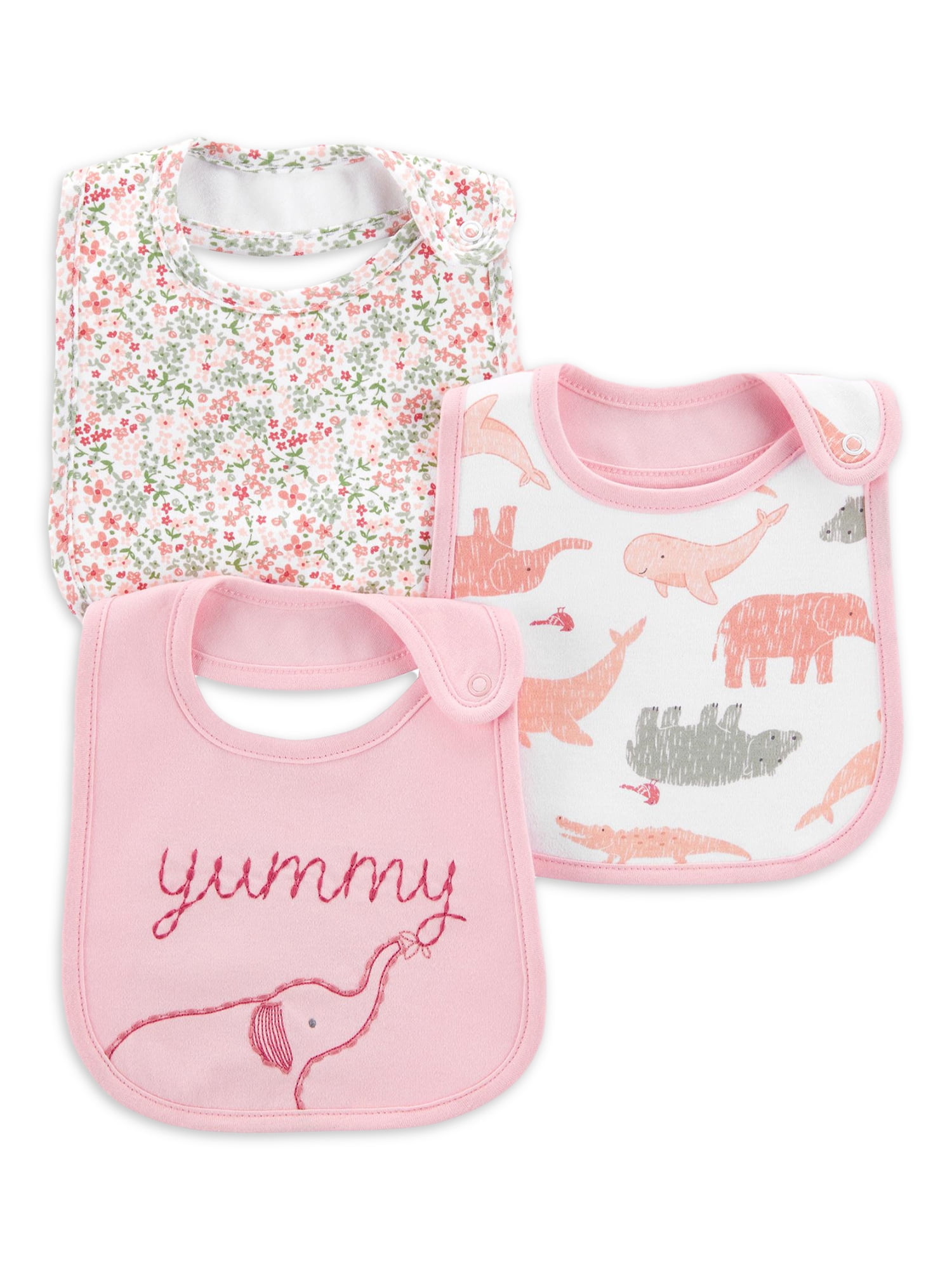 Carter's Child of Mine Baby Girl Cotton Bib, 3-Pack