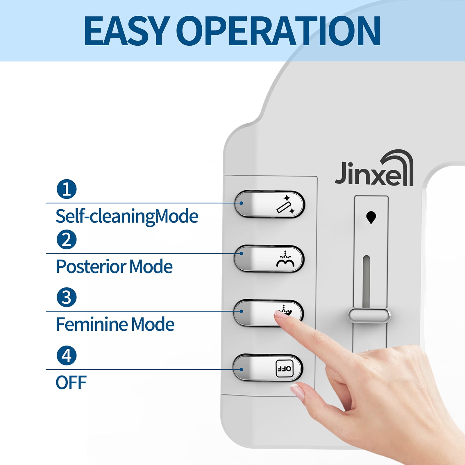 Jinxell Toilet Seat with Bidet- Non-Electric, Self-Cleaning Dual Nozzles for Frontal & Rear Wash, Adjustable Water Pressure, Slow-Close Lid,in Easy Install, Advanced 360° Self-Clean- Elongated Seat